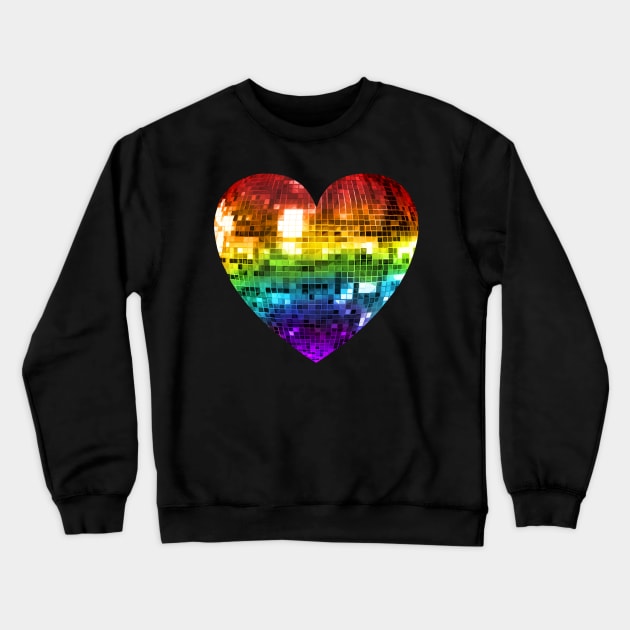 Rainbow Disco Ball Heart Crewneck Sweatshirt by Art by Deborah Camp